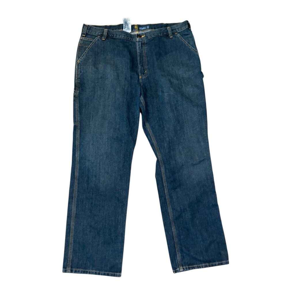 Carhartt Men's Relaxed Fit Denim Jeans Zip Work Cotton Blue Size 42x32